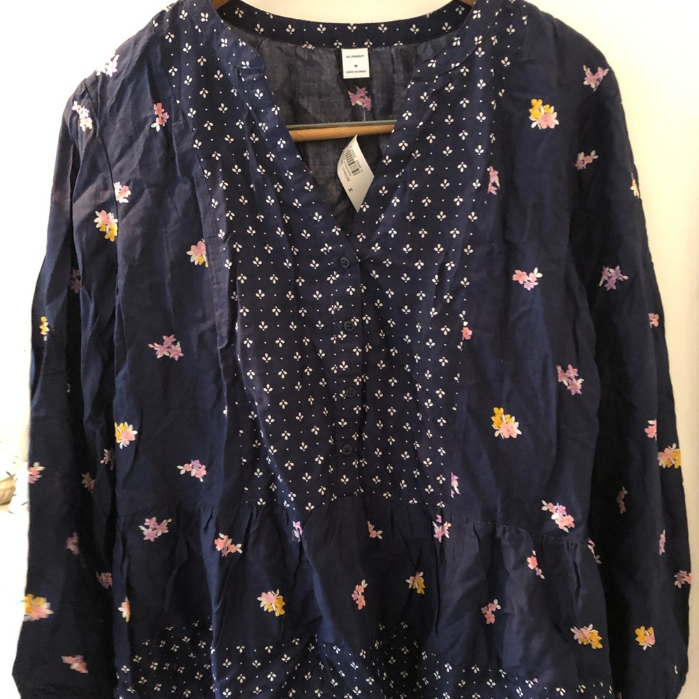 Navy peasant top
